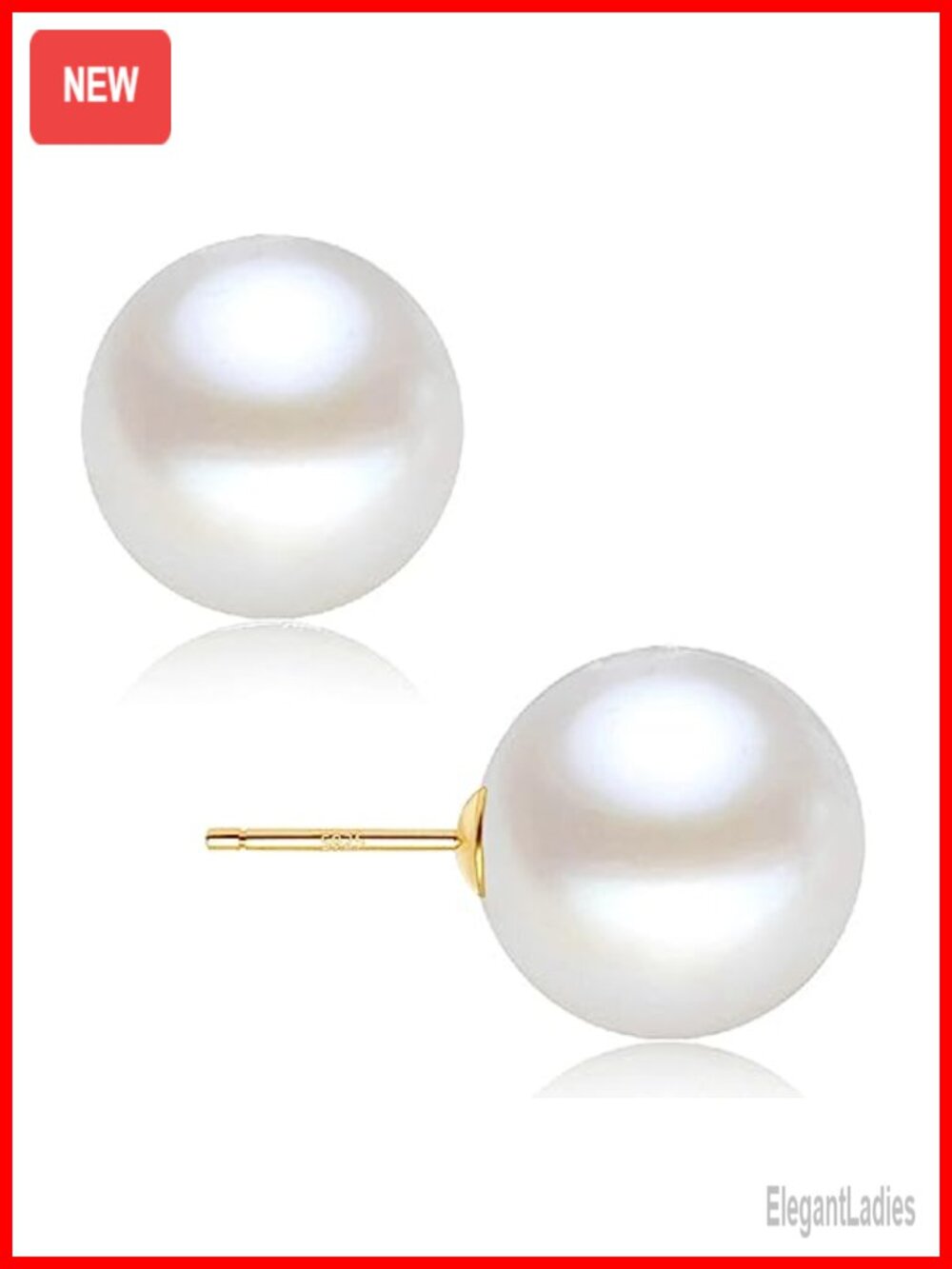 18K Gold Plated 925 Sterling Silver Shell Pearl Stud Earrings